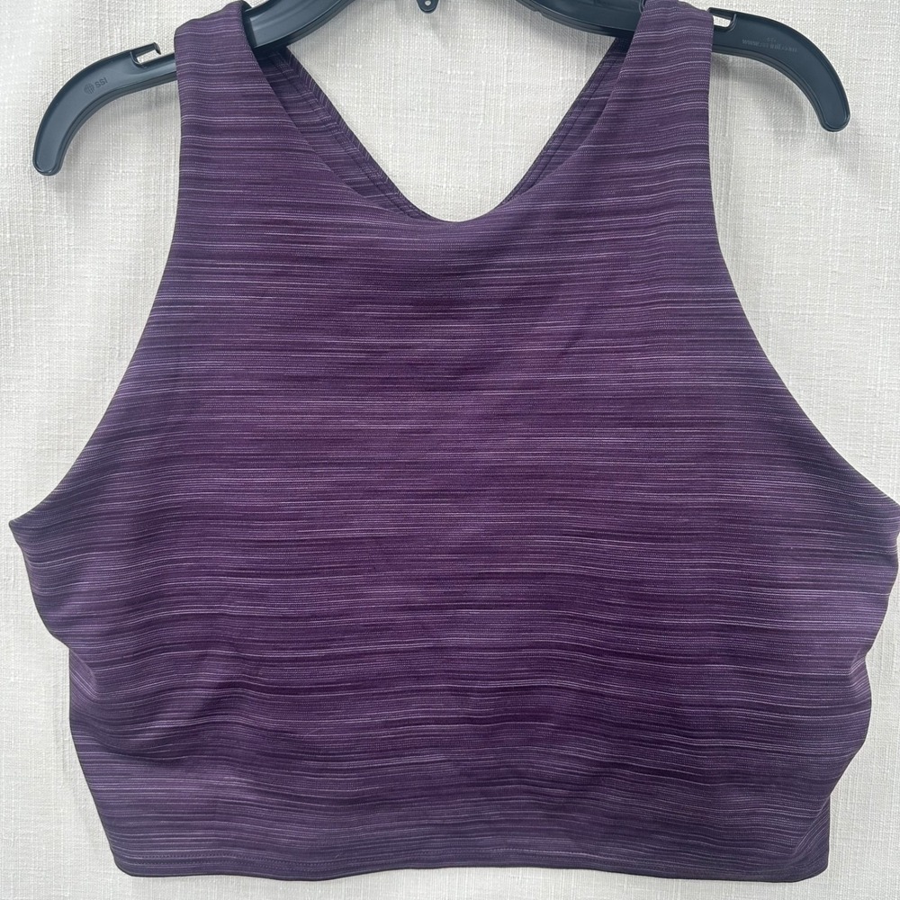 Athleta Space Dye Conscious Crop Tank Top Womens XL Purple High Neck Sports Bra